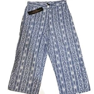Sara Studio Petite Blue Stripe Tribal Capri Vertical Stripe Medium Petite